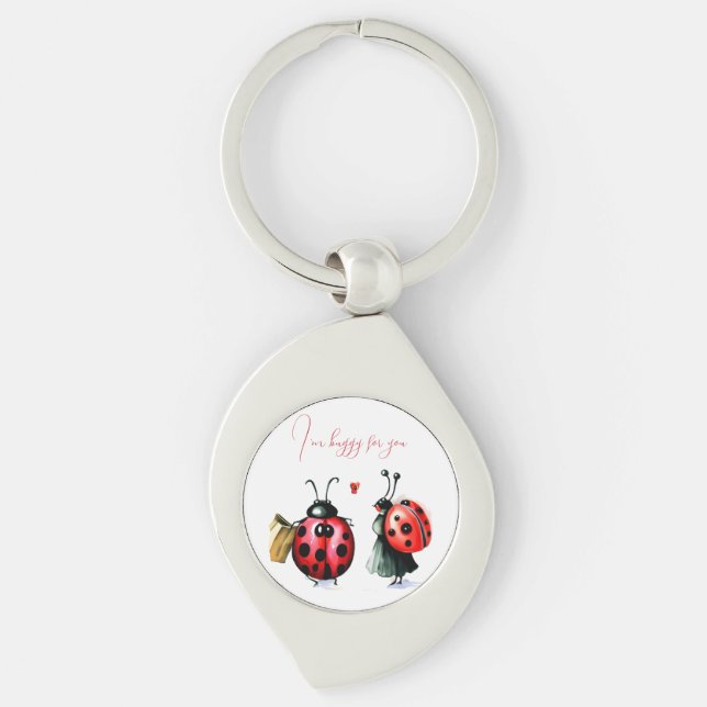 Ladybug Valentine's Day Card Keychain (Front)