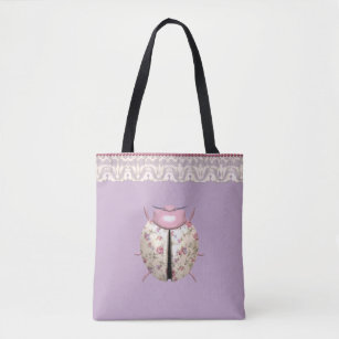 Ladybug violets and Roses cute floral Tote Bag