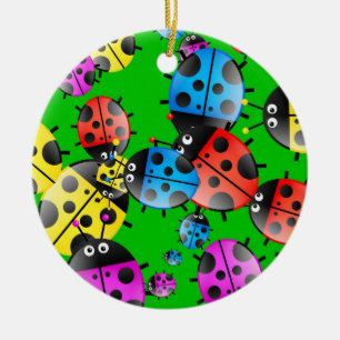 Ladybug Wallpaper Ceramic Ornament