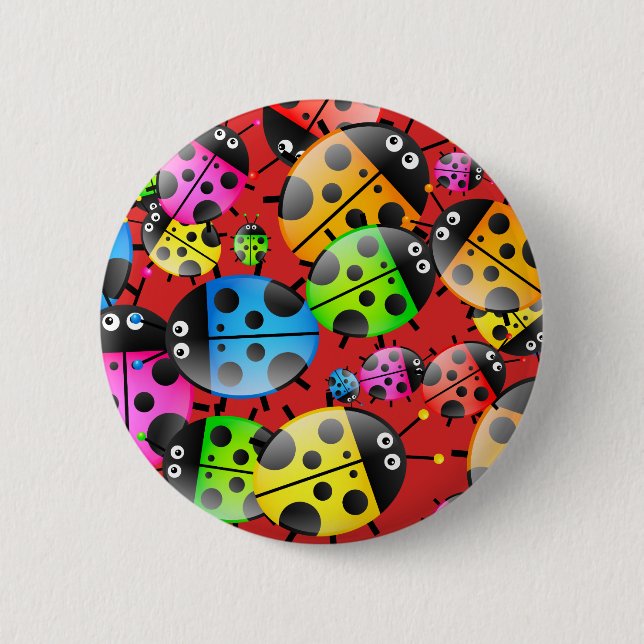 Ladybug Wallpaper Pinback Button (Front)