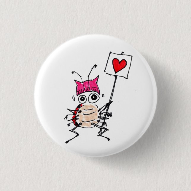 Ladybug wearing Pussy Hat pin (Front)