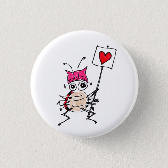 Ladybug Wearing Pussy Hat Pin 