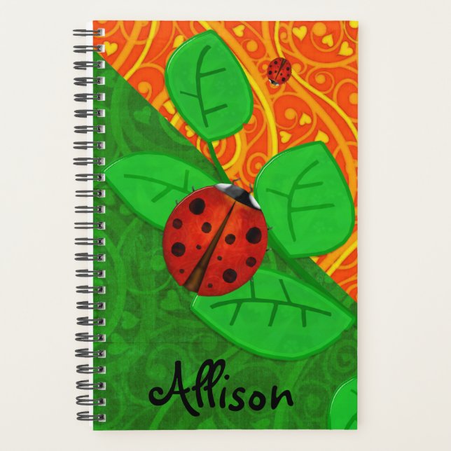 Ladybug Whimsey 3D Folk Art ADD YOUR NAME Planner (Front)