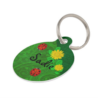 Ladybug Whimsey 3D Folk Art PETS NAME Pet ID Tag