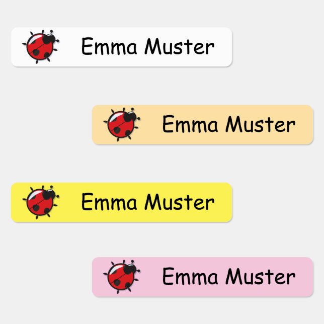 Ladybug - white apricot yellow pink | 96 narrow kids' labels (Group)