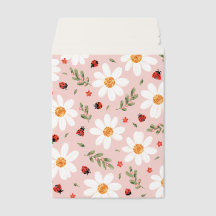 Ladybug & White Flower Envelope