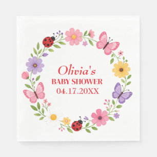 Ladybug Wildflower Baby Girl Shower Napkins