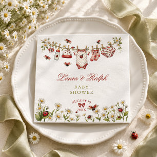 Ladybug Wildflower Girl Baby Shower Napkins