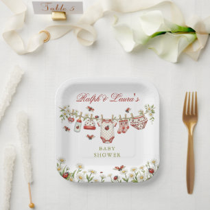 Ladybug Wildflower Girl Baby Shower Paper Plates