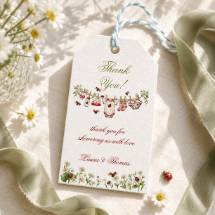 Ladybug Wildflower Girl Baby Shower Thank You Gift Tags