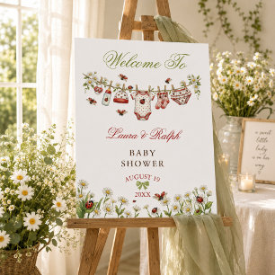 Ladybug Wildflower Girl Baby Shower Welcome Sign