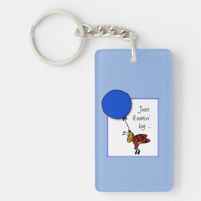 Ladybug With Blue Balloon, Thinking of You Keychain (Front)