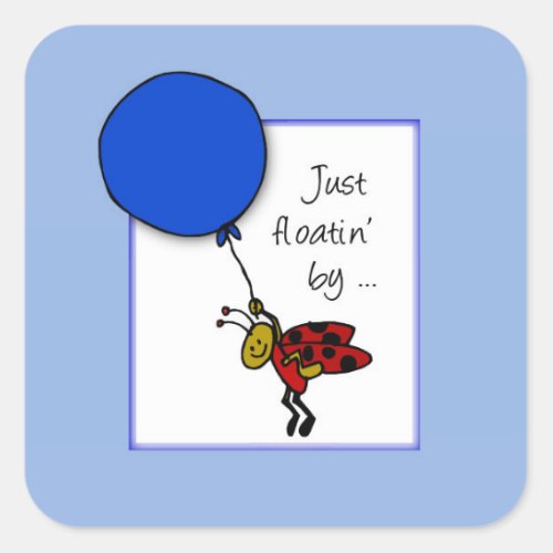 Ladybug With Blue Balloon Thinking of You Square Sticker