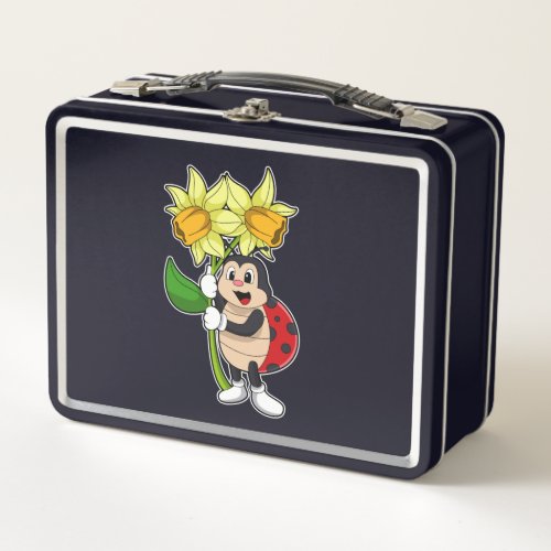 Ladybug with Flower Daffodil Metal Lunch Box