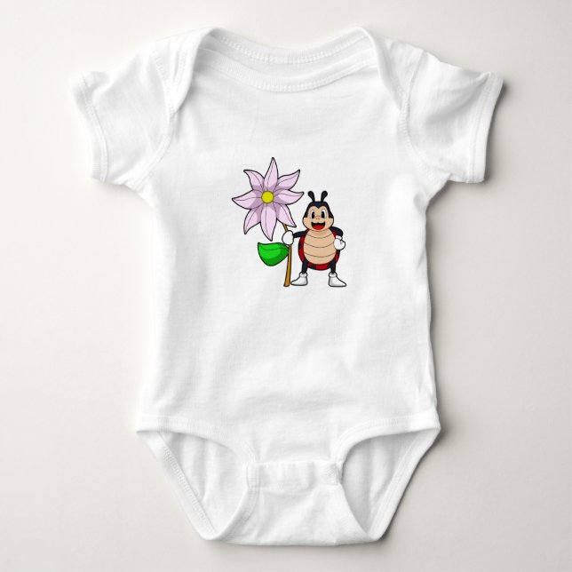 Ladybug with Flower.PNG Baby Bodysuit (Front)