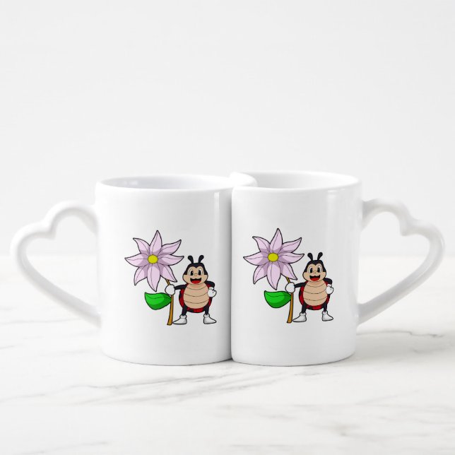 Ladybug with Flower.PNG Coffee Mug Set (Front Nesting)