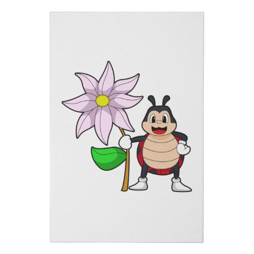 Ladybug with FlowerPNG Faux Canvas Print