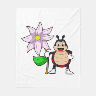 Ladybug with Flower.PNG Fleece Blanket