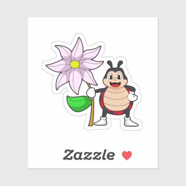 Ladybug with Flower.PNG Sticker (Sheet)