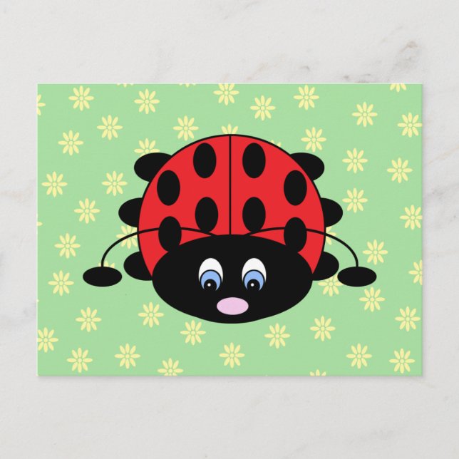 Ladybug with Flowers Postcard (Front)