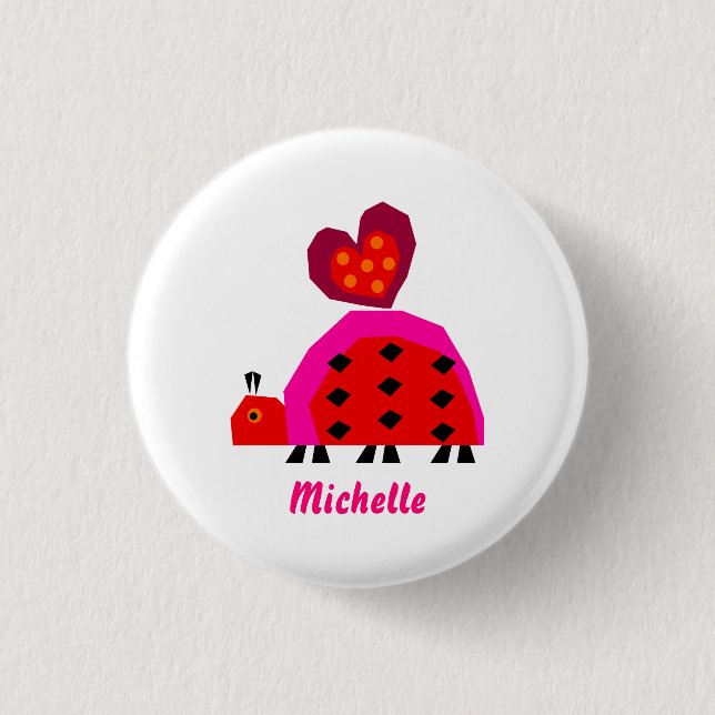 Ladybug with Heart Customizable Button (Front)