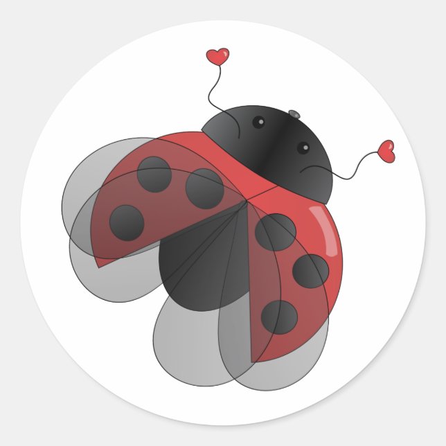 Ladybug with Opern Wings Classic Round Sticker (Front)