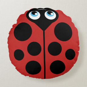 Ladybug with Personalized Message Template Round Pillow