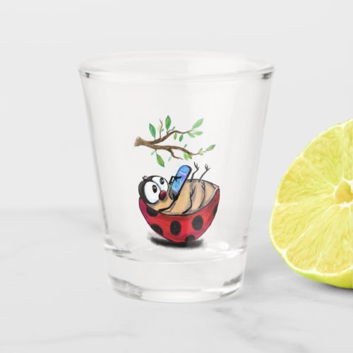 Ladybug with Phone Fun Shot Glass Spring