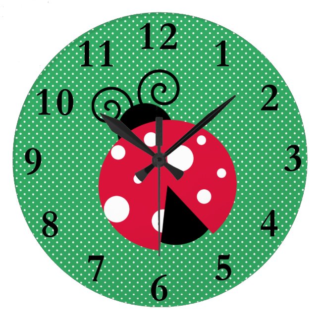 Ladybug with Polka Dots Design Large Clock