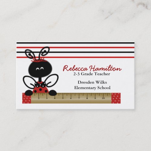 Ladybug with Ruler Teachers Business Card