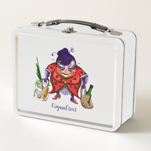 Ladybug with shopping  metal lunch box