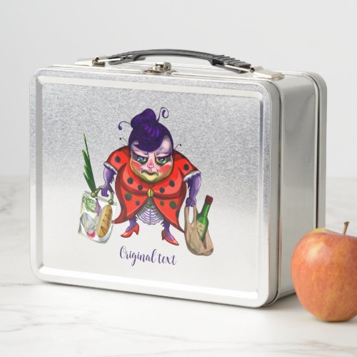 Ladybug with shopping  metal lunch box