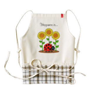 Ladybug with Sunflower Garden Happiness is Zazzle HEART Apron