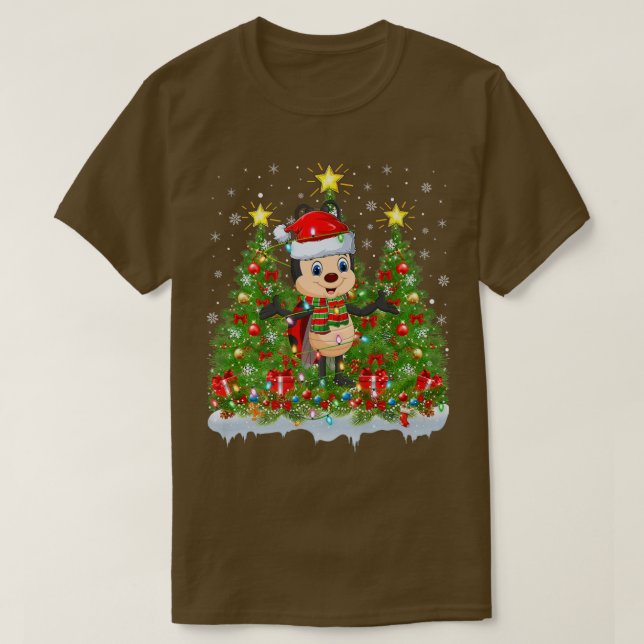 Ladybug Xmas Lights Santa Ladybug Christmas Tree  T-Shirt (Design Front)