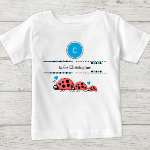 Ladybugs add name black and blue baby T-Shirt