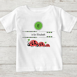 Ladybugs add name black and green baby T-Shirt