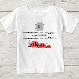 Ladybugs add name black and grey baby T-Shirt