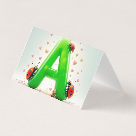 Ladybugs Alphabet A Kids Learning Card (Front)