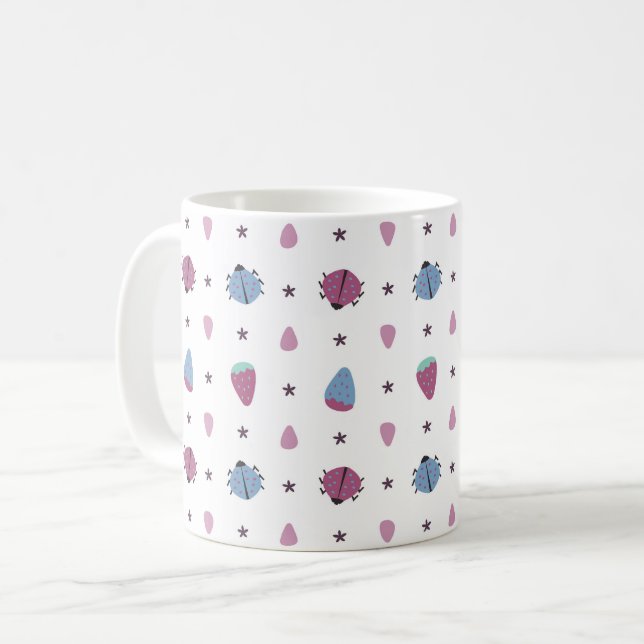 ladybugs and berries pattern coffee mug (Front Left)