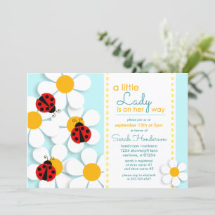 Ladybugs and Daisies Baby Shower Invitations