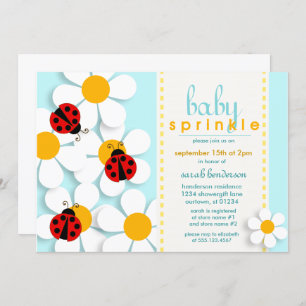 Ladybugs and Daisies Baby Sprinkle Invitations