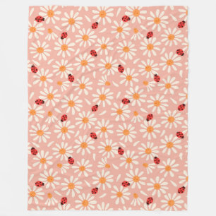Ladybugs and Daisies Fleece Blanket