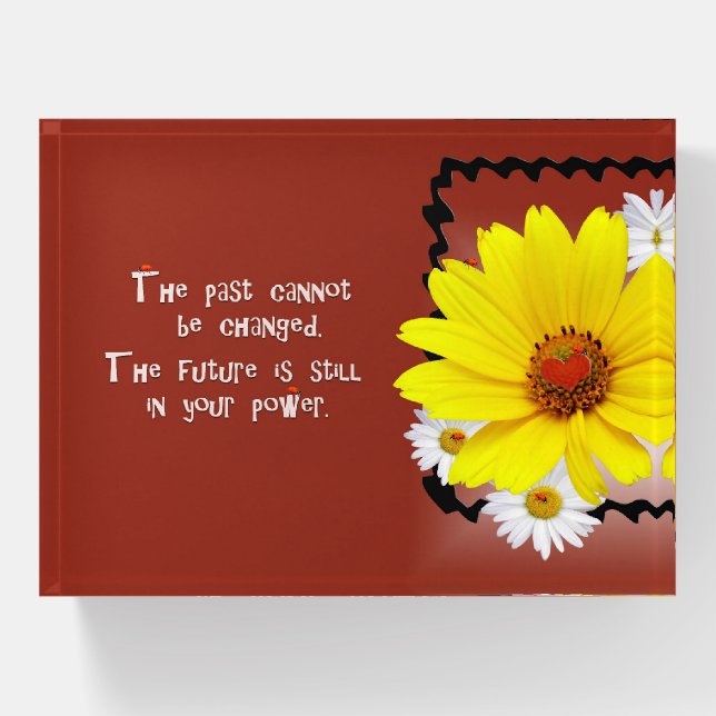 Ladybugs and Daisy With Quote Paperweight (Front)