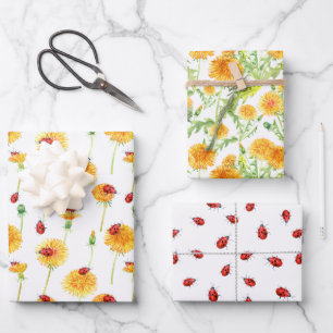 Ladybugs and Dandelions Wrapping Paper Sheets