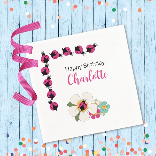 Ladybugs and Flowers Birthday Party Napkins (Creator Uploaded)