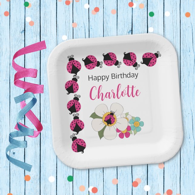 Ladybugs and Flowers Birthday Party Paper Plates (Creator Uploaded)