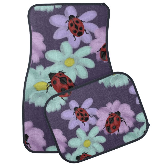 Ladybugs and flowers car floor mat (Set)