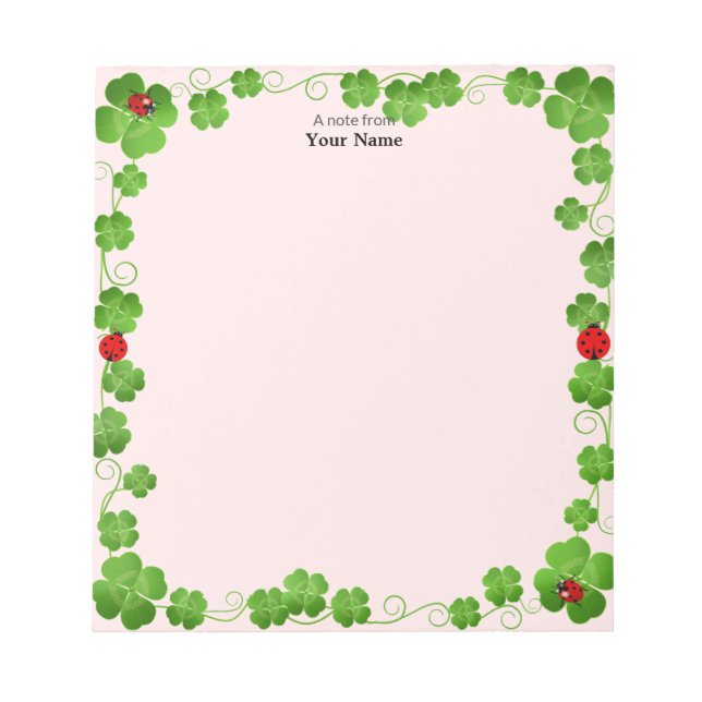 Ladybugs and Four_Leaf Clovers Simple Notepad (Front)