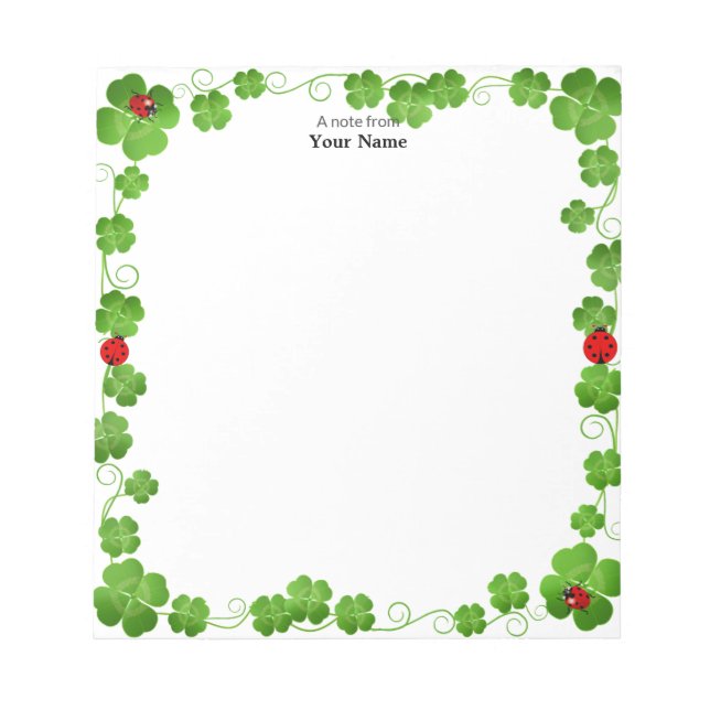 Ladybugs and Four_Leaf Clovers Simple Notepad (Front)