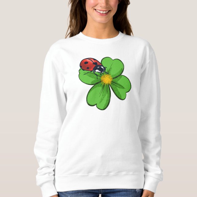 Ladybugs and Green Leaves Nature Illustration Past Sweatshirt (Front)